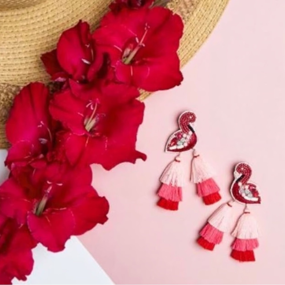 Flamingo Tassel Earrings